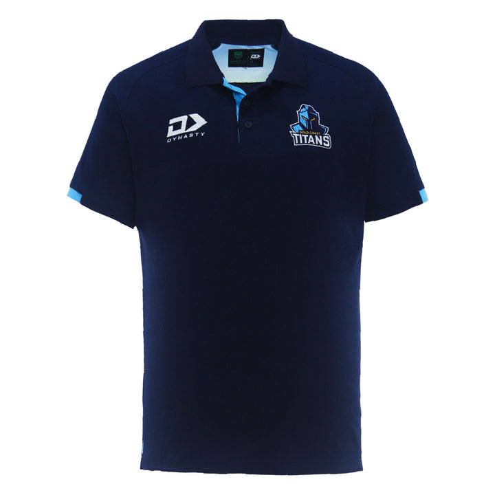 2024 Gold Coast Titans Mens Navy Media Polo-FRONT