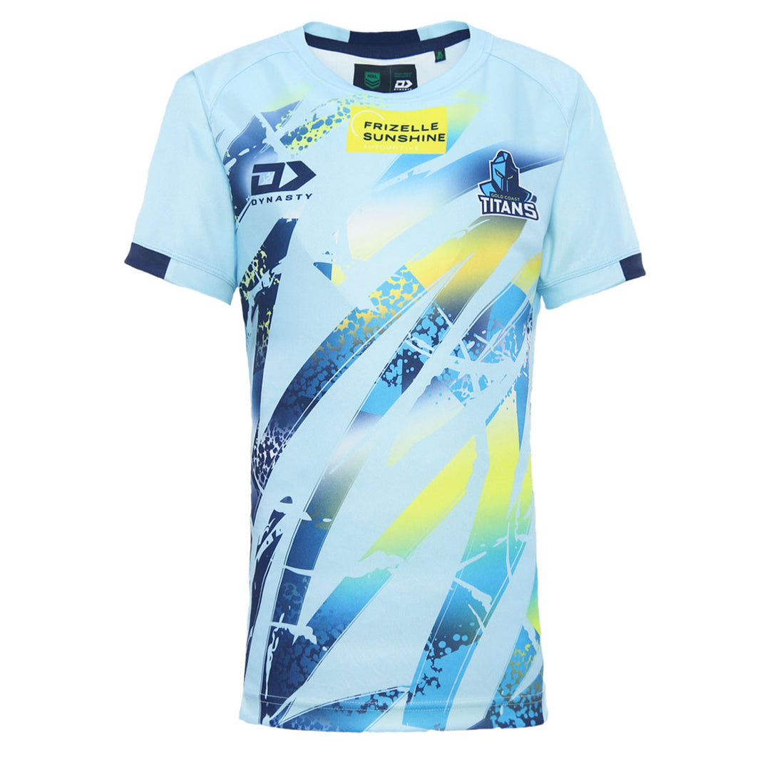 2024 Gold Coast Titans Junior Light Blue Training Tee-FRONT