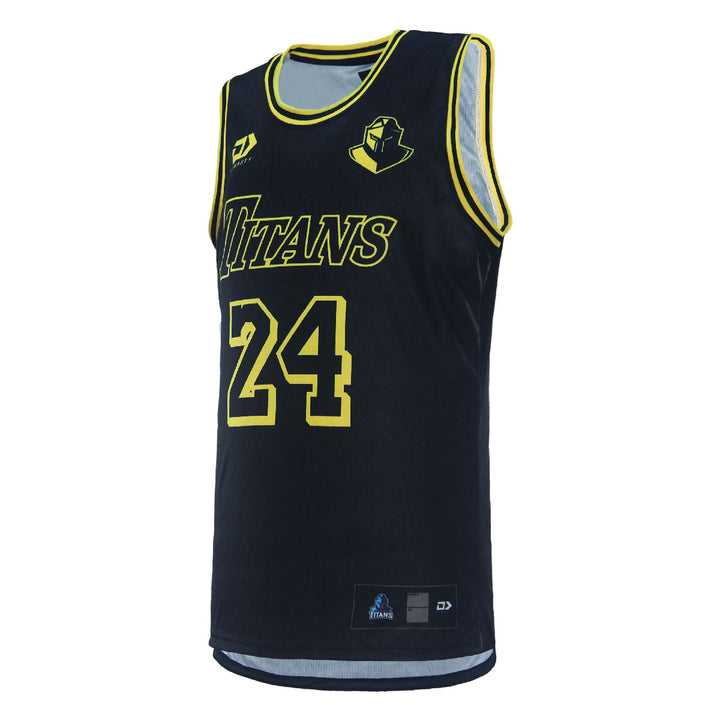 2024 Gold Coast Titans Mens Black Basketball Singlet-LEFT