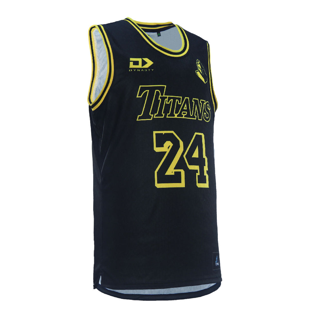 2024 Gold Coast Titans Mens Black Basketball Singlet-RIGHT