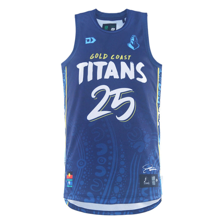 2025 Gold Coast Titans Mens Indigenous Basketball Singlet - Navy