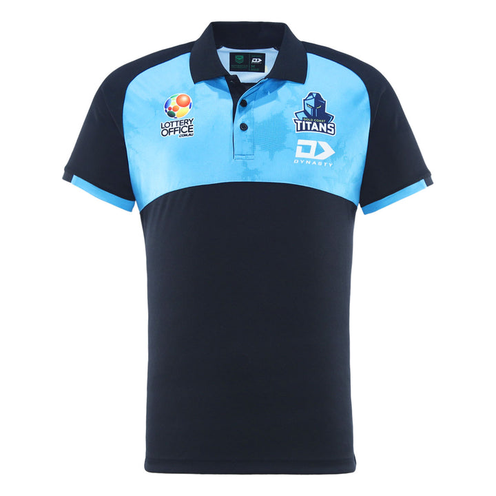 2025 Gold Coast Titans Mens Black Media Polo