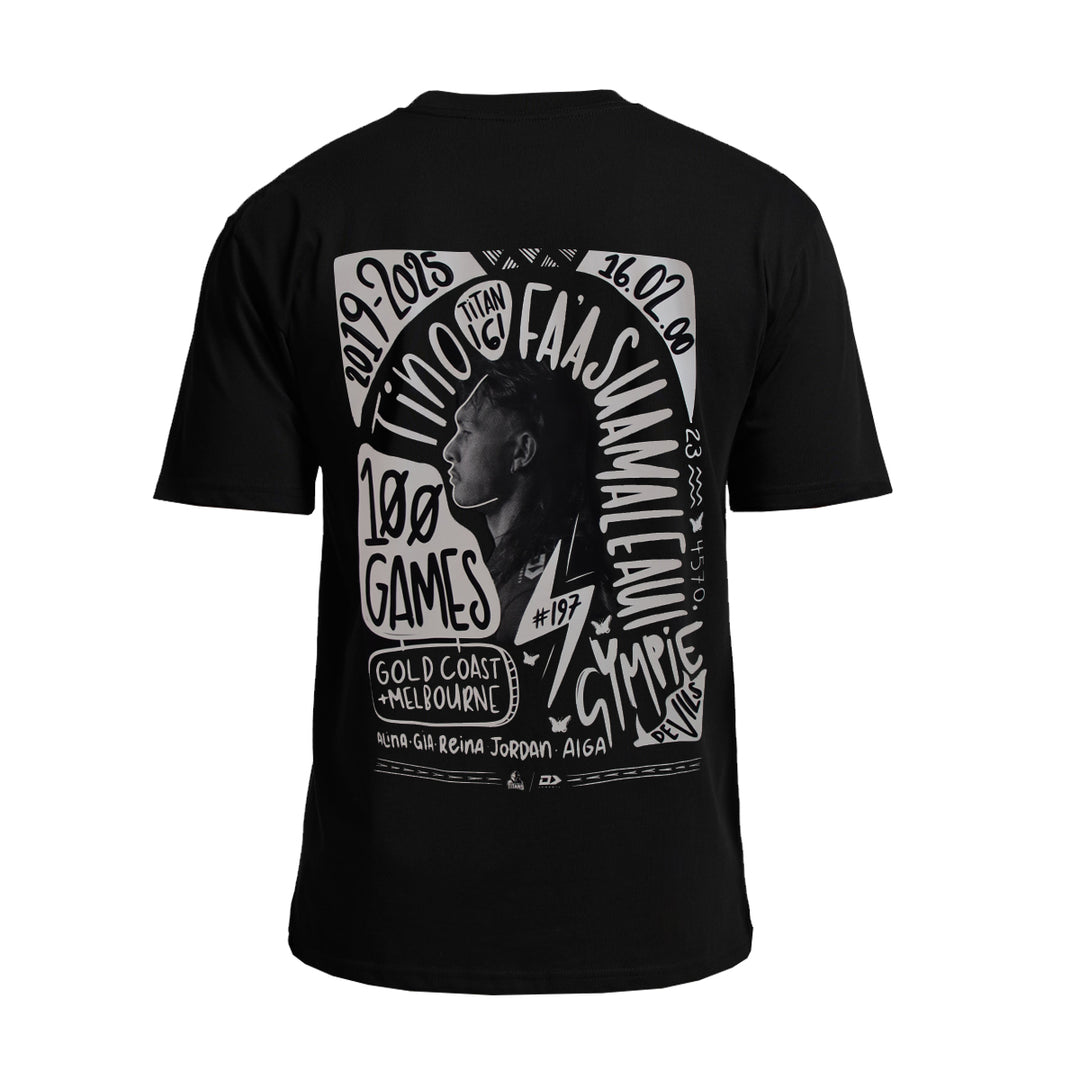 2025 Gold Coast Titans Mens Tino 100 Graphic Tee - Black