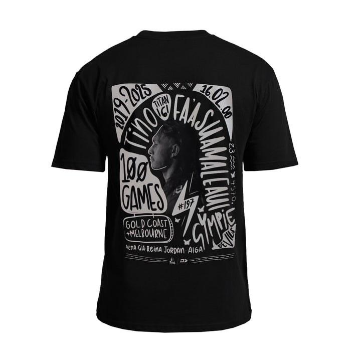 2025 Gold Coast Titans Mens Tino 100 Graphic Tee - Black