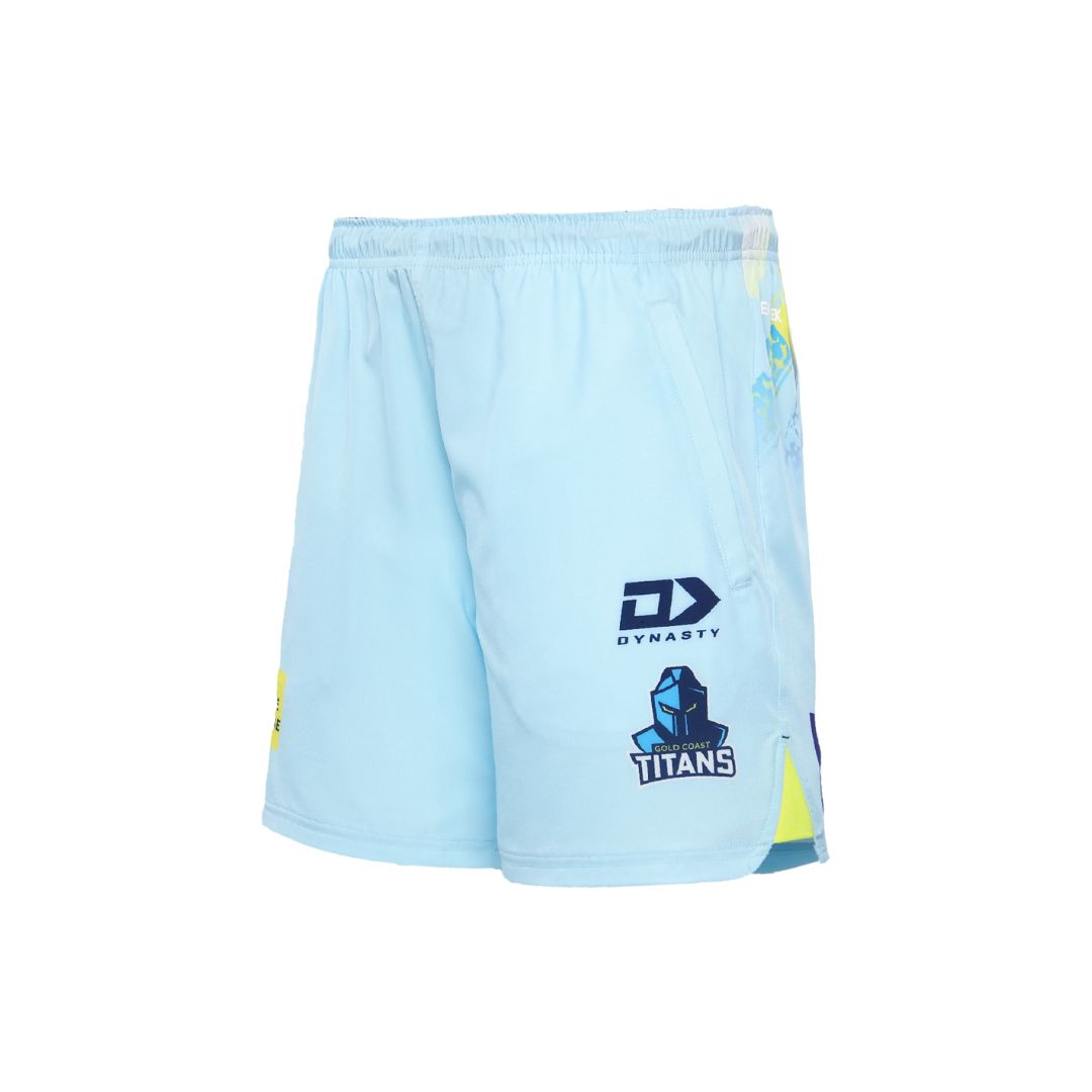 2024 Gold Coast Titans Mens Light Blue Gym Short-LEFT