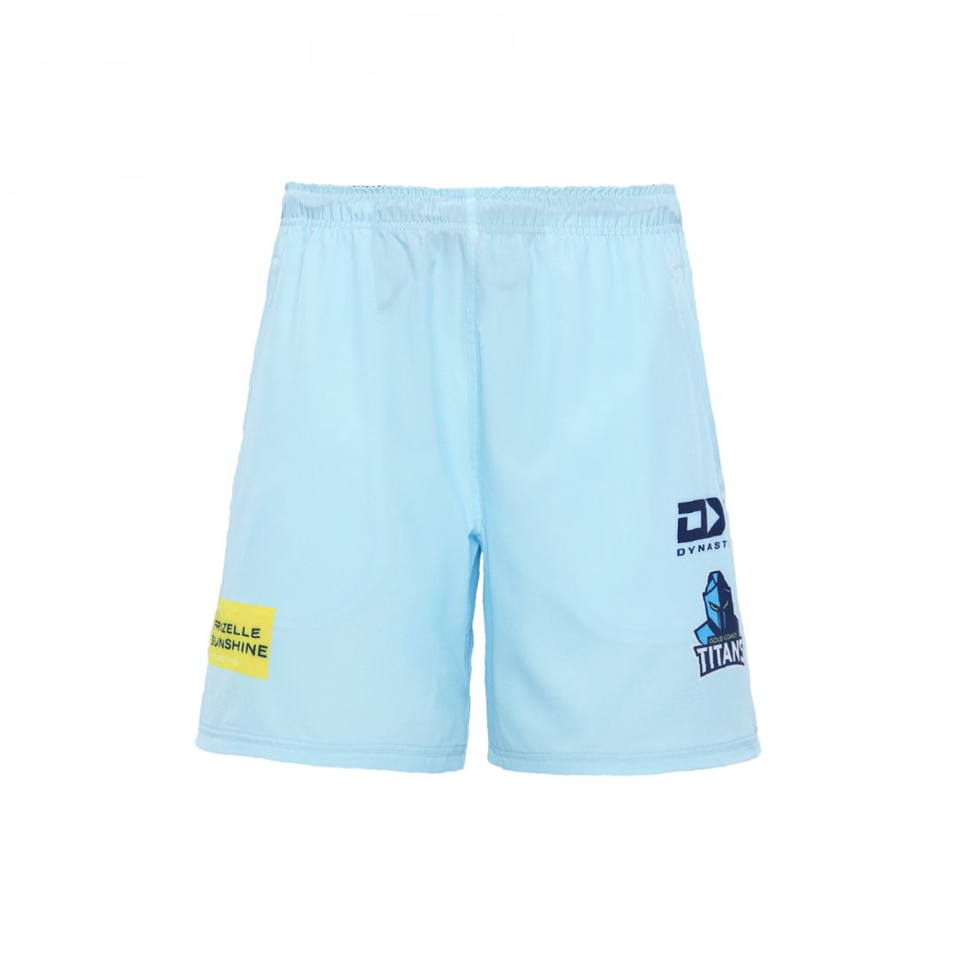 2024 Gold Coast Titans Mens Light Blue Gym Short-FRONT