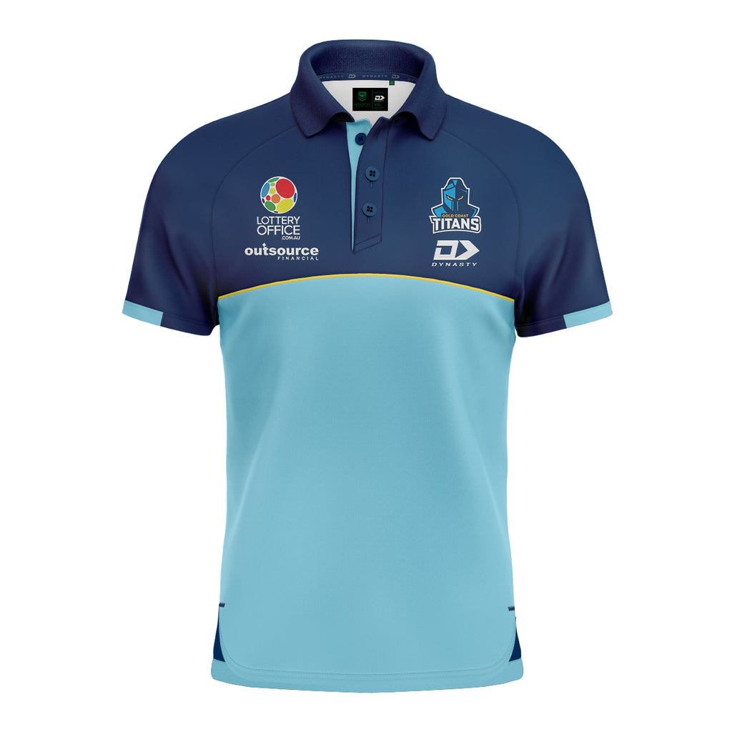 2025 Gold Coast Titans NRLW Mens Alt Media Polo Light Blue