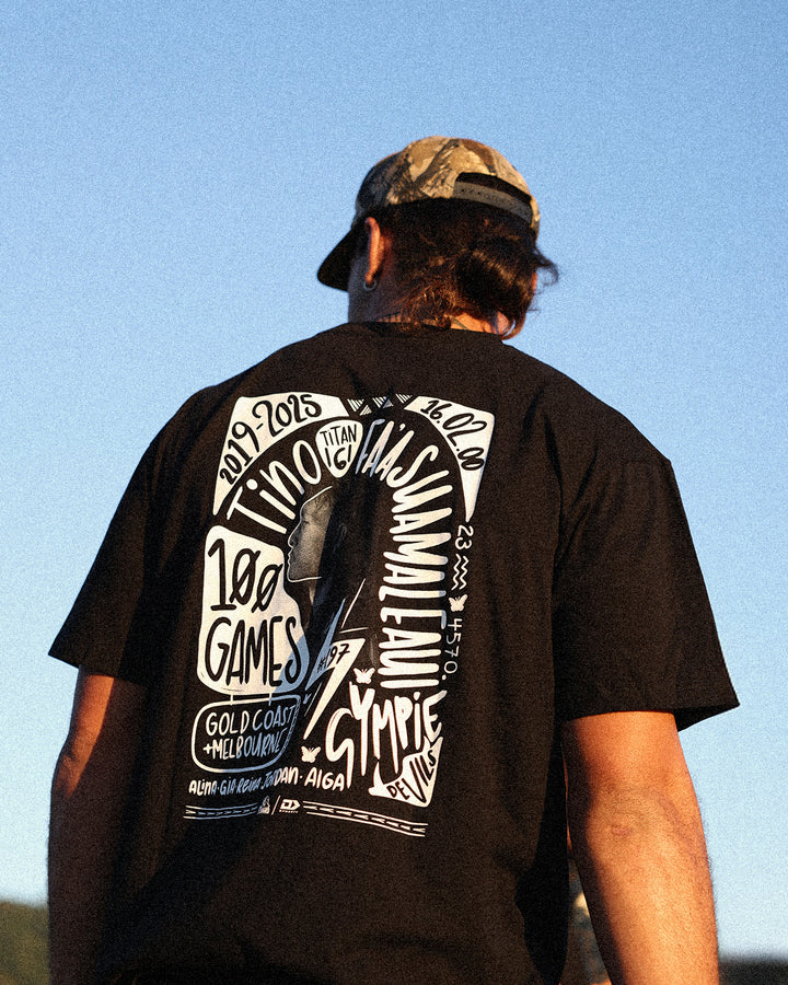 2025 Gold Coast Titans Mens Tino 100 Graphic Tee - Black