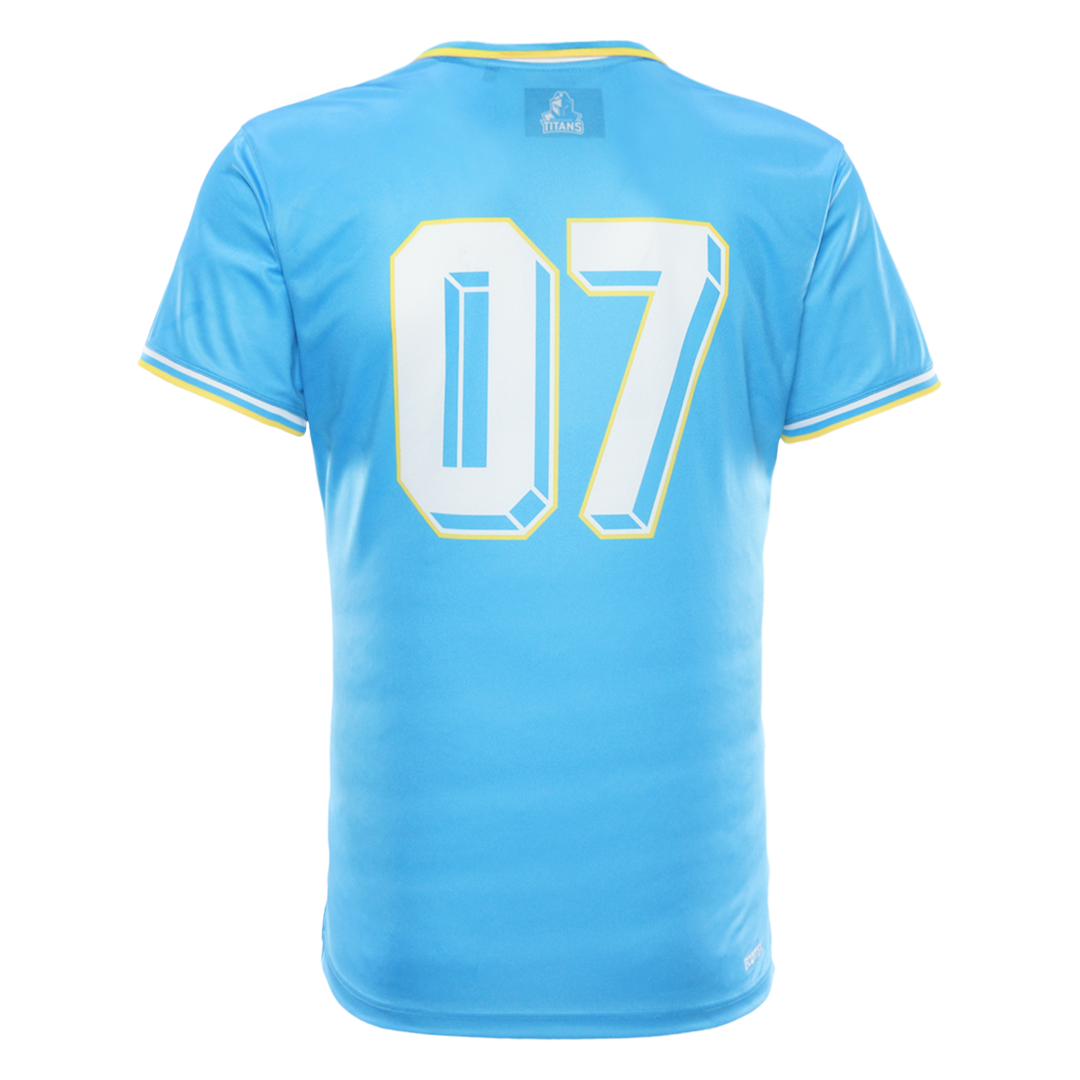 2026 Gold Coast Titans Mens Retro Football Tee- Cyan