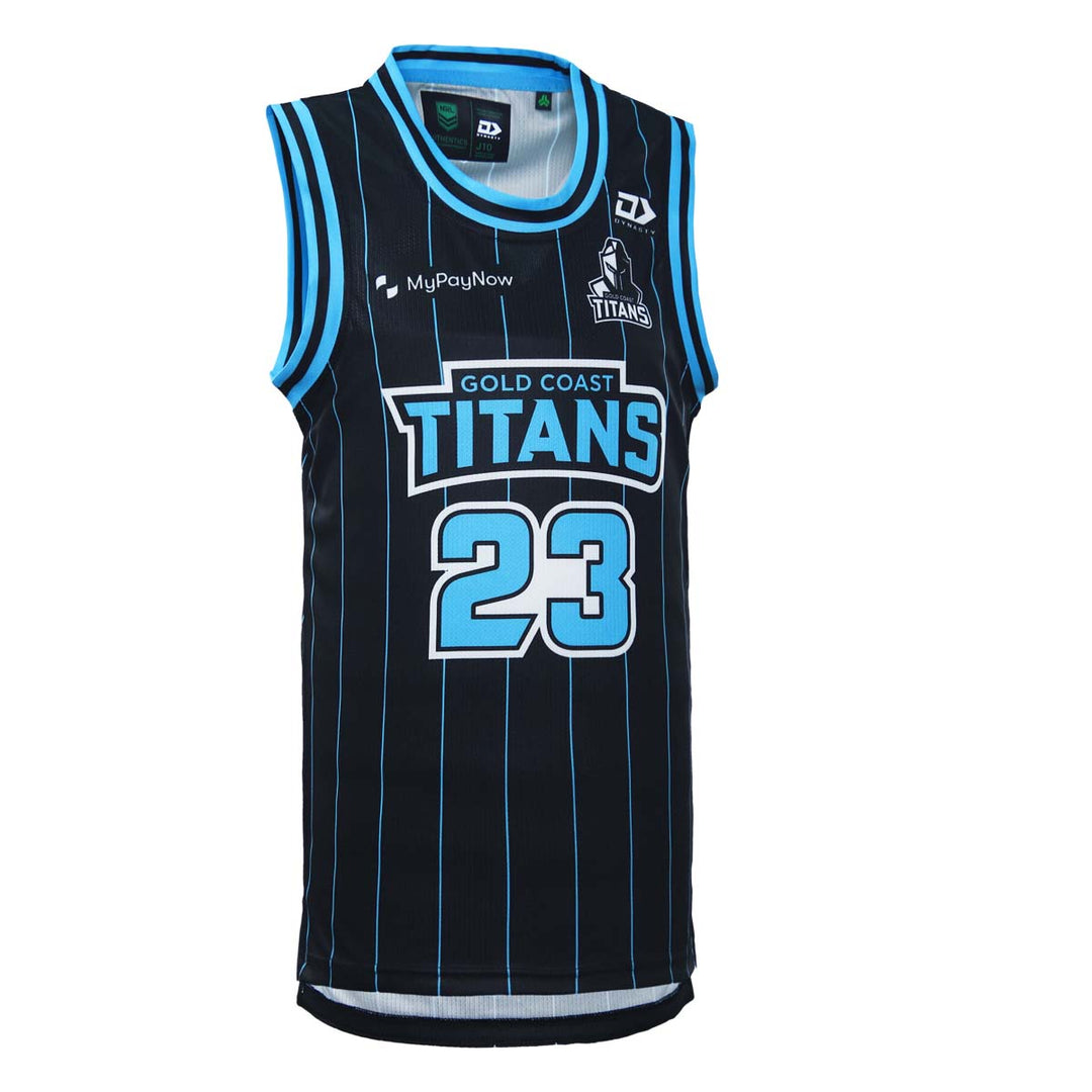 2023 Gold Coast Titans Junior Black Basketball Singlet-RIGHT